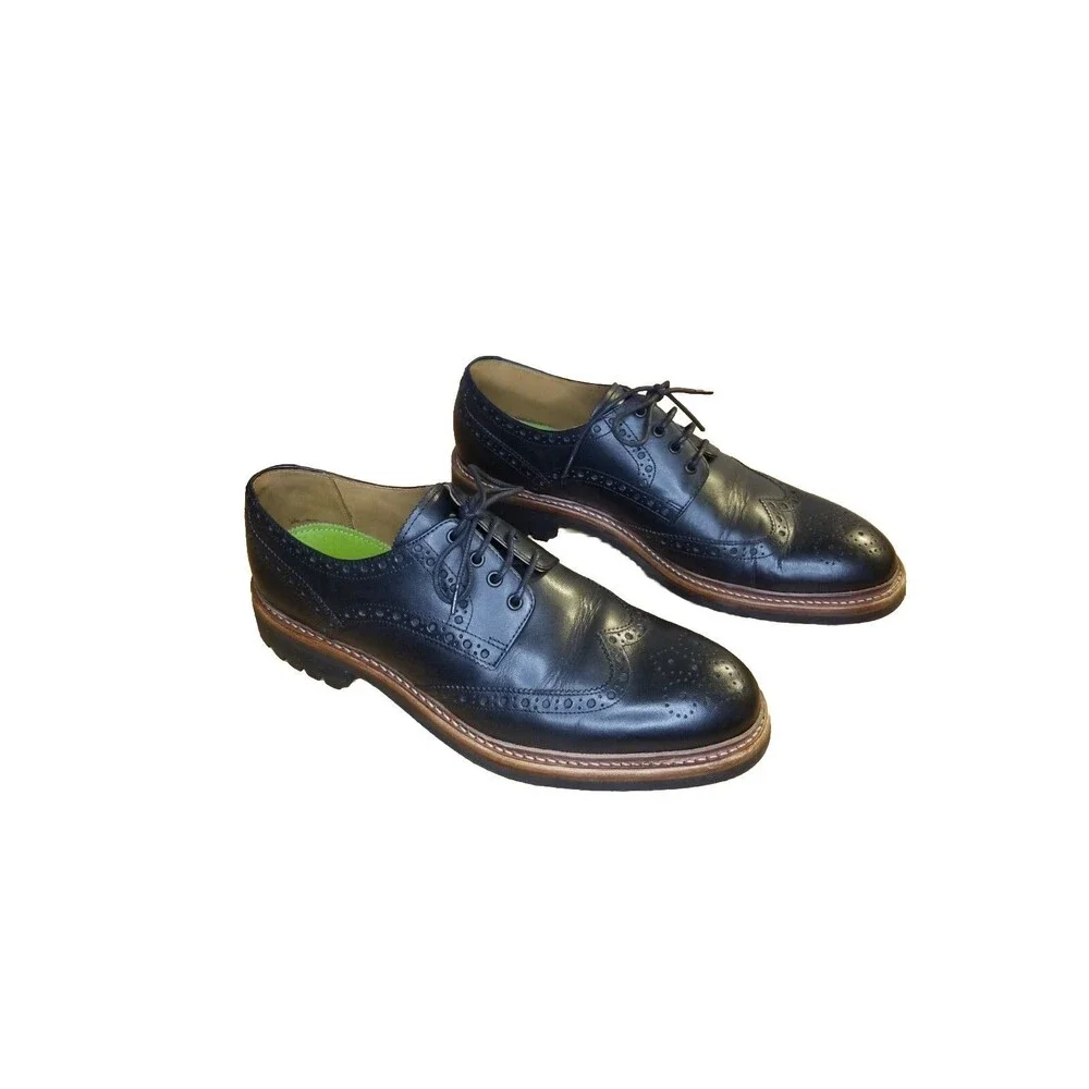 Oliver Sweeney Meadows Men UK Size 11 Black Leather Wingtip Dress Shoe Excellent